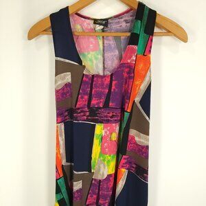 Jostar Tank Top Women's Small Multicolored Geometric Abstract Print Asymmetrical